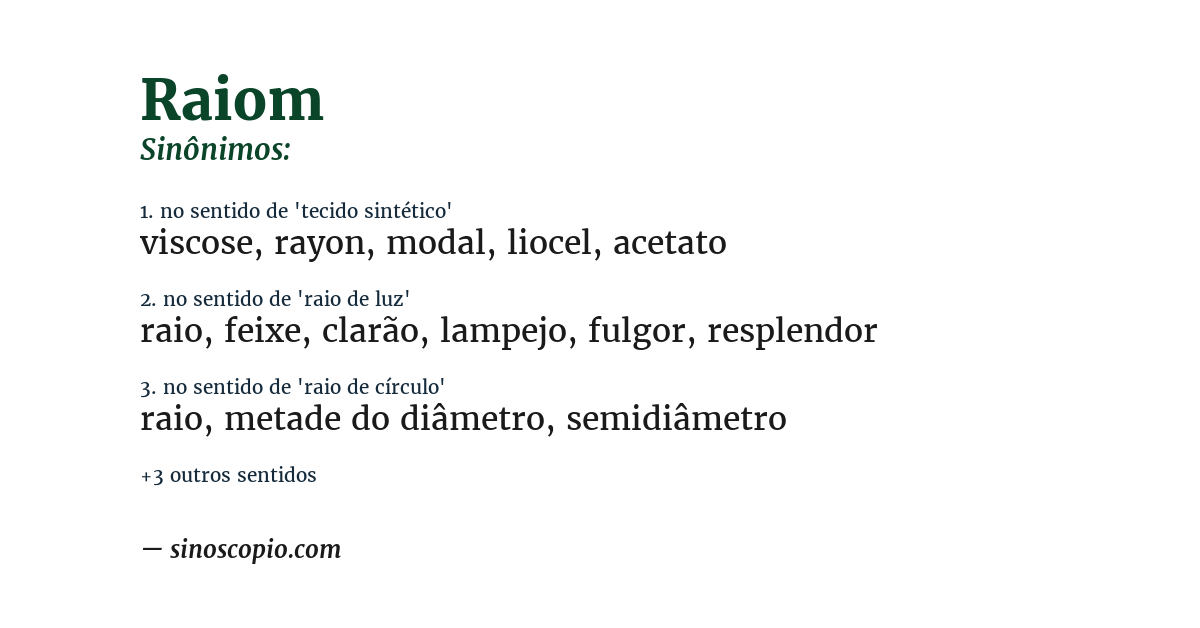 Sinônimo de raiom