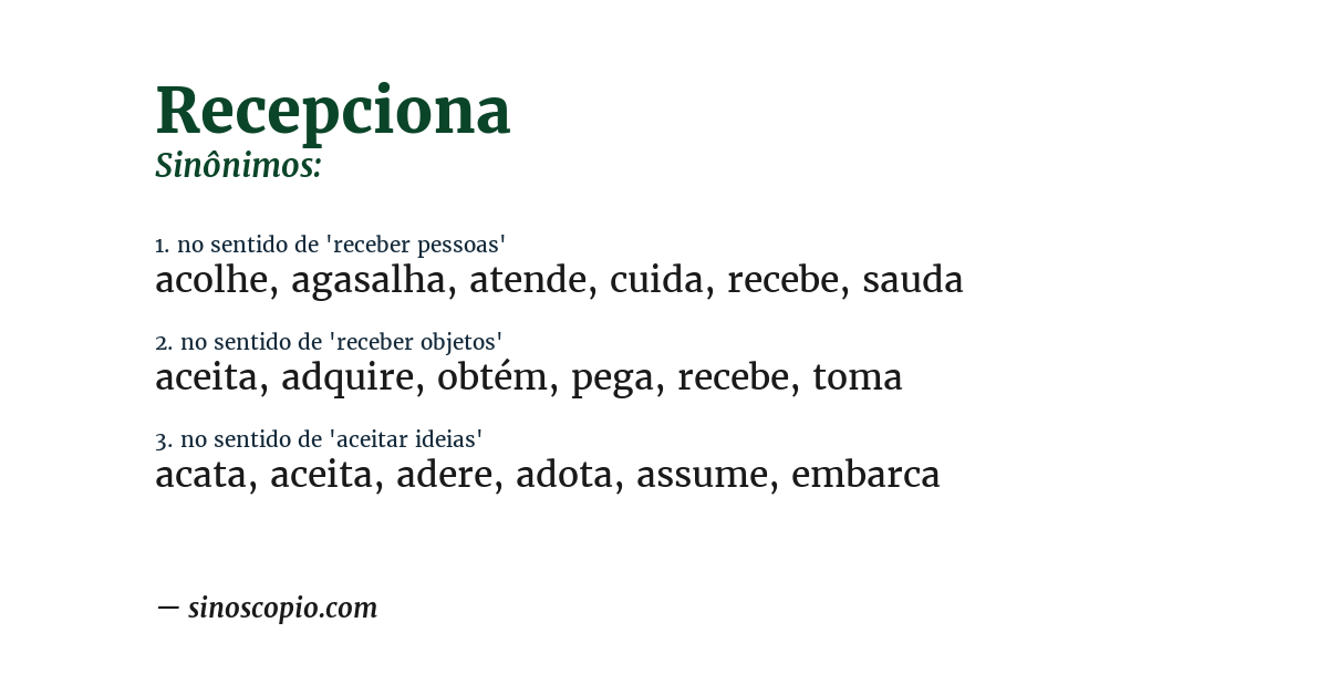 Sinônimo de recepciona