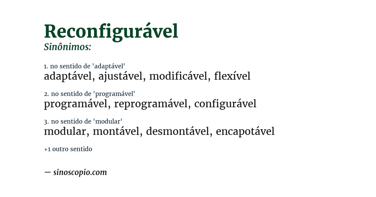 Sinônimo de reconfigurável