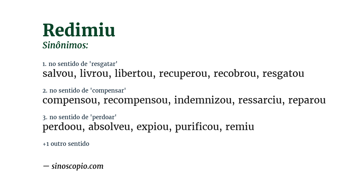 Sinônimo de redimiu