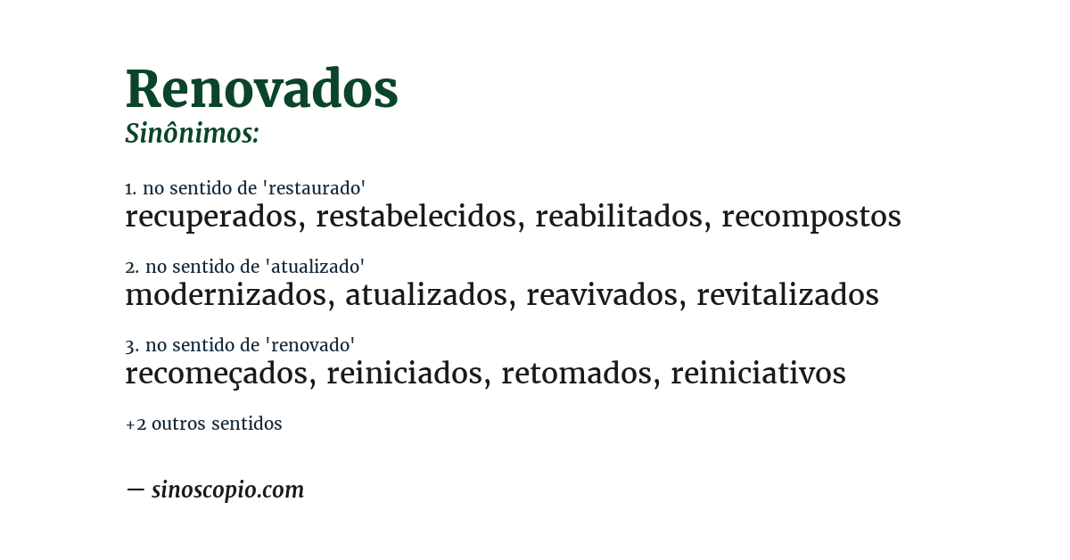 Sinônimo de renovados