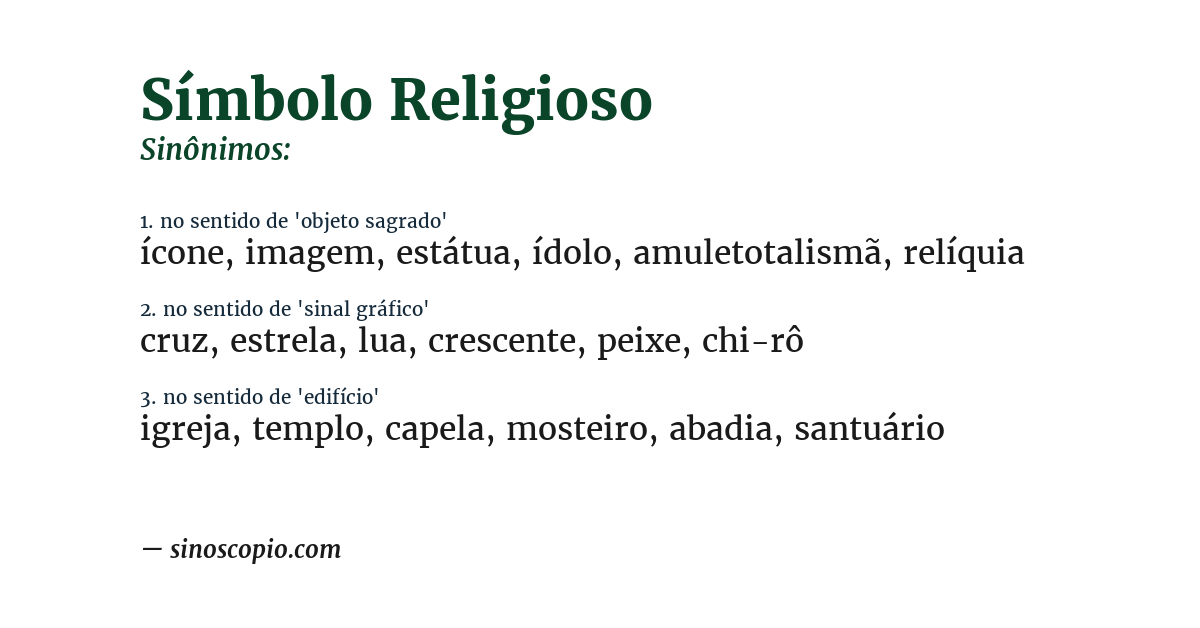 Sinônimo de símbolo religioso