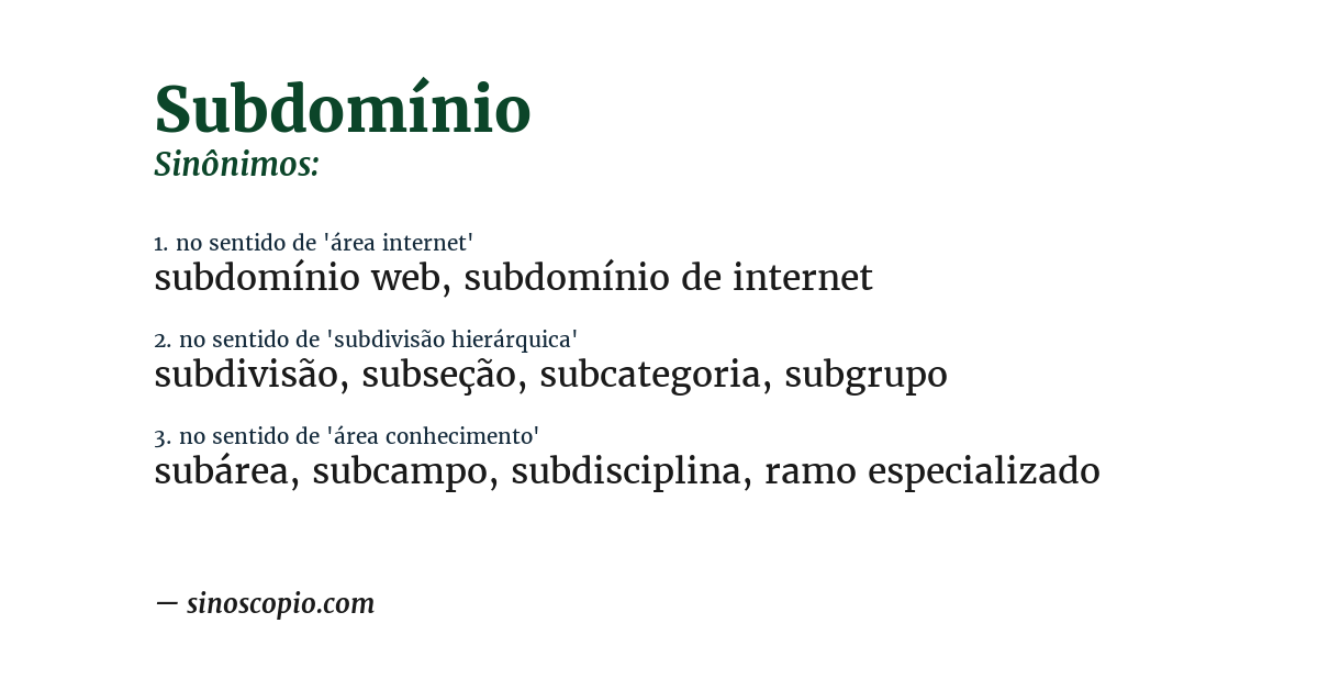 Sinônimo de subdomínio