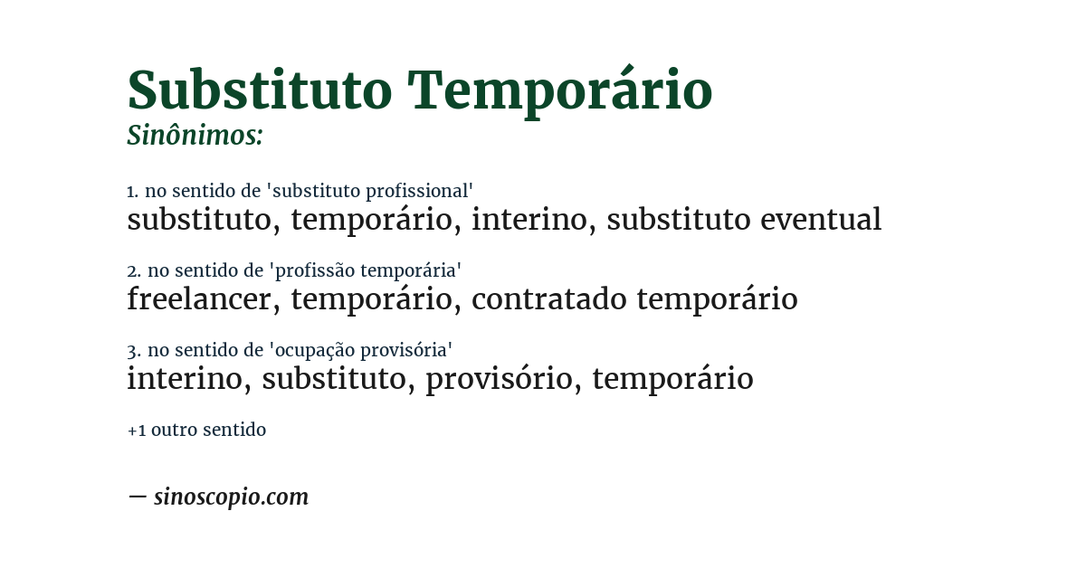 Sinônimo de substituto temporário