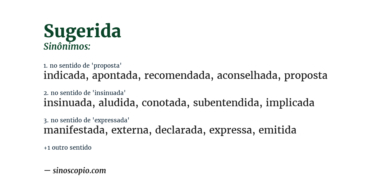 Sinônimo de sugerida