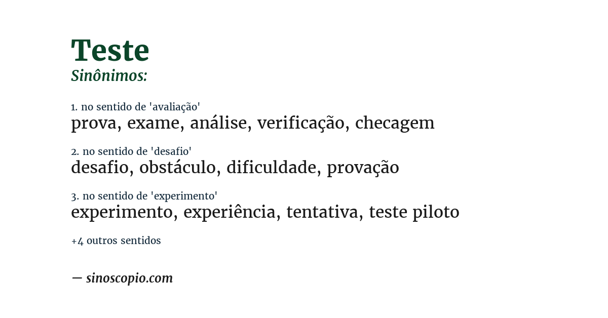 Sinônimo de teste