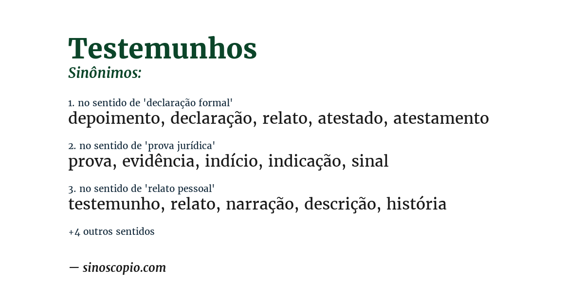 Sinônimo de testemunhos