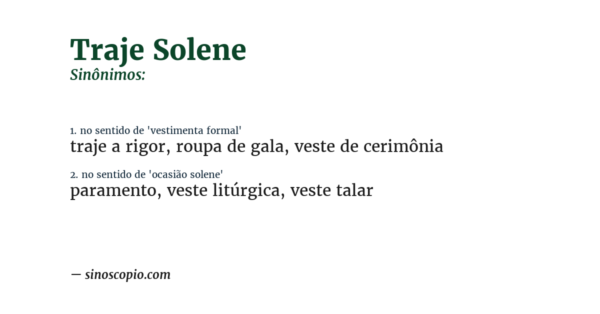 Sinônimo de traje solene