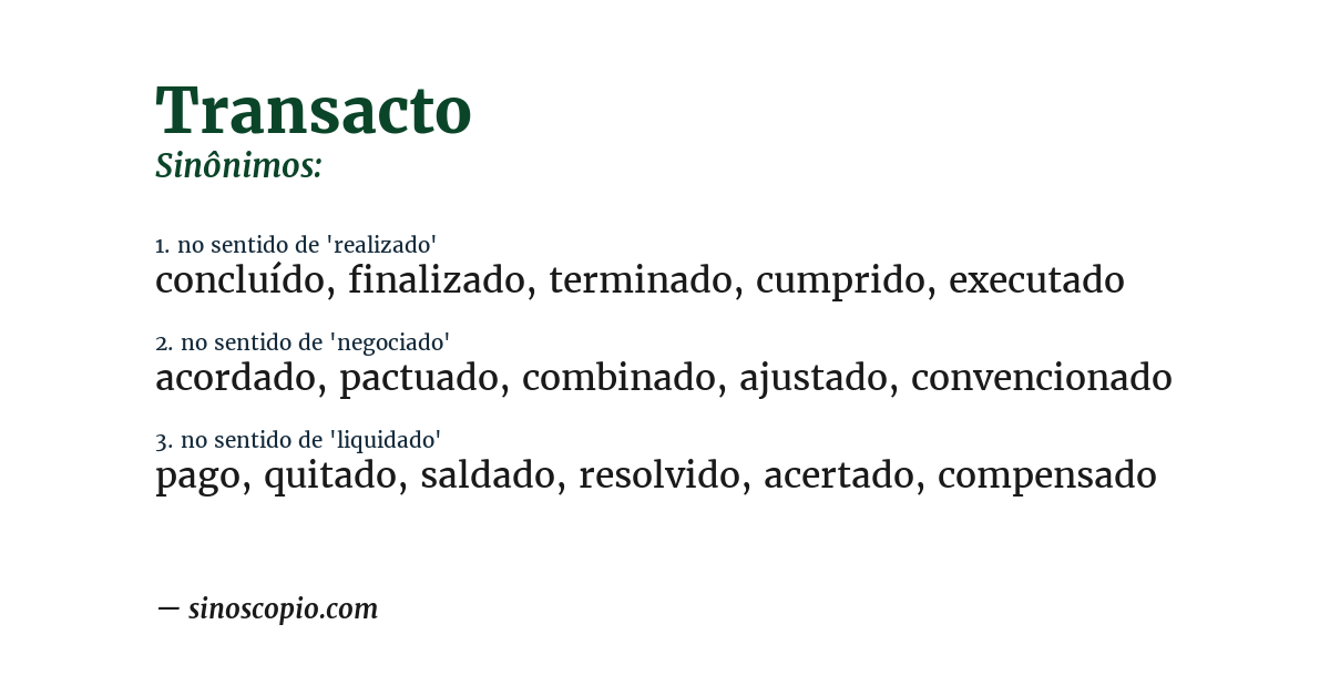 Sinônimo de transacto