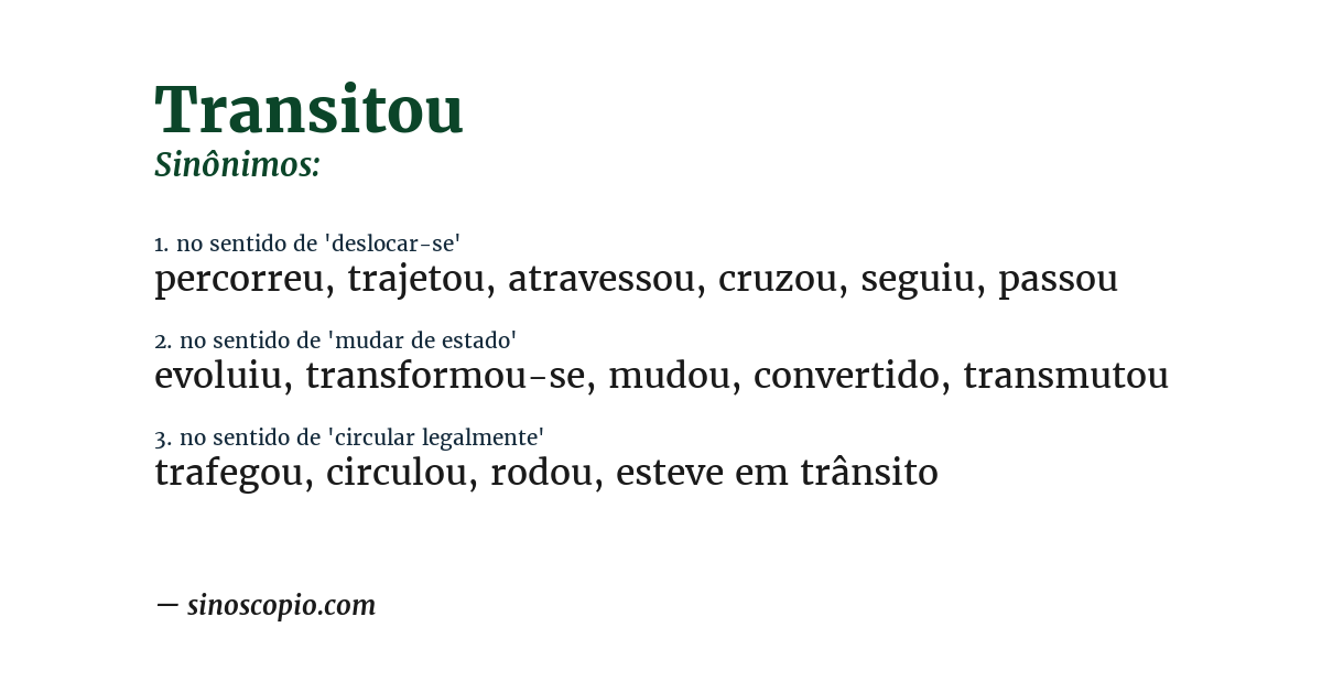 Sinônimo de transitou