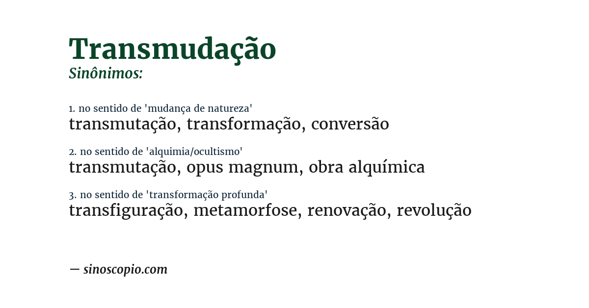 Sinônimo de transmudação