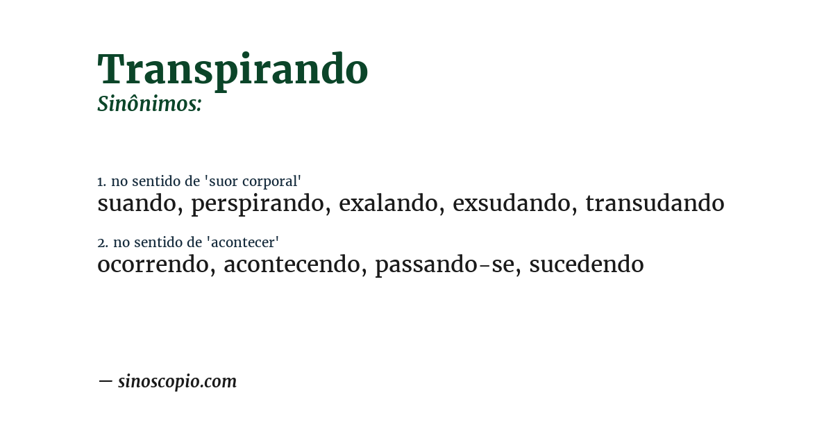 Sinônimo de transpirando