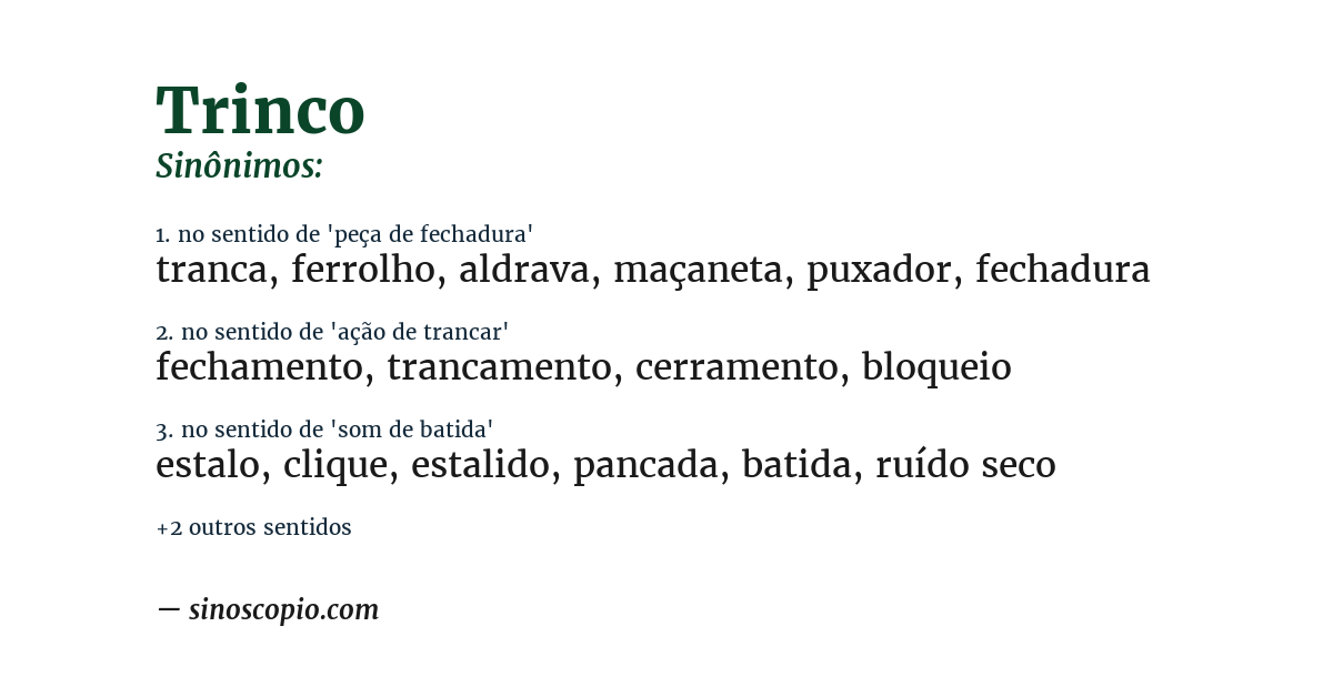Sinônimo de trinco
