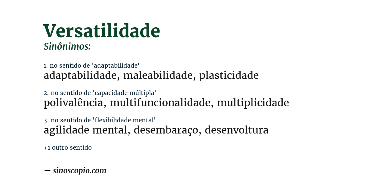 Sinônimo de versatilidade