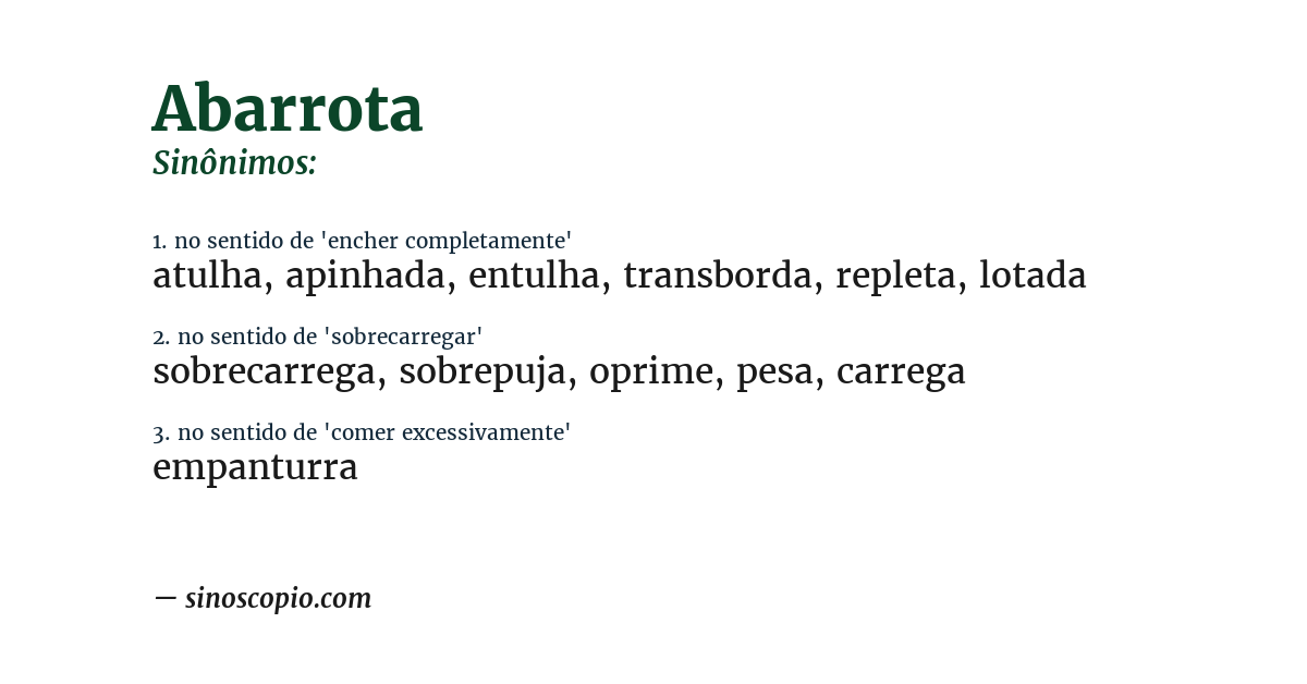 Sinônimo de abarrota