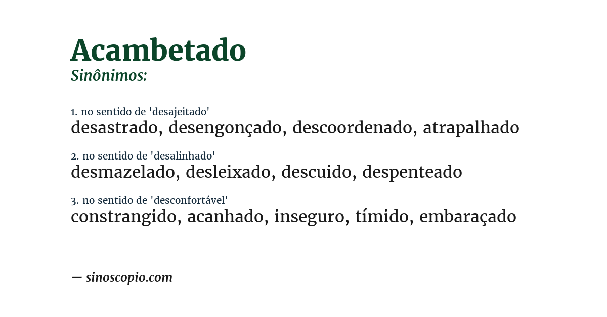 Sinônimo de acambetado