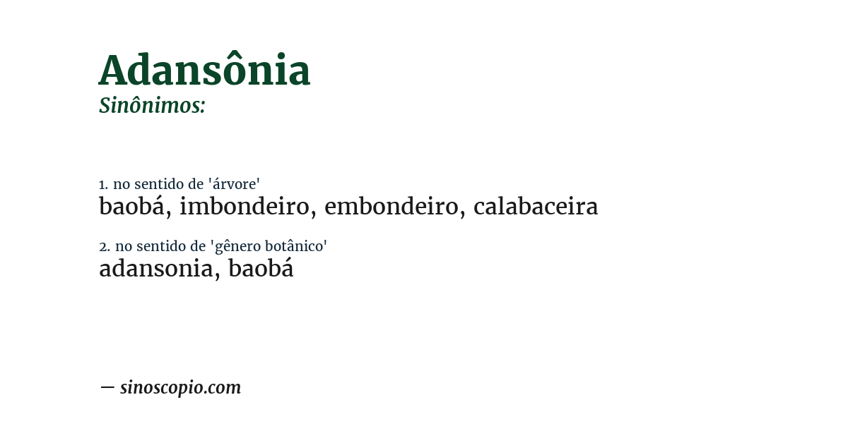 Sinônimo de adansônia