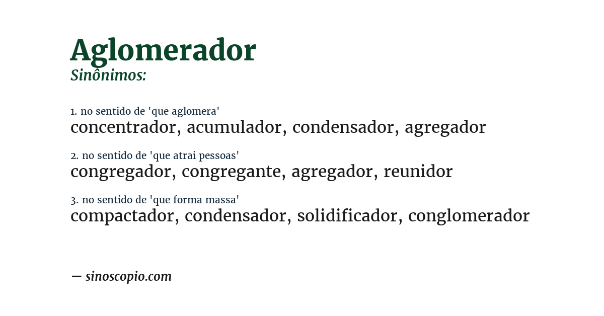 Sinônimo de aglomerador