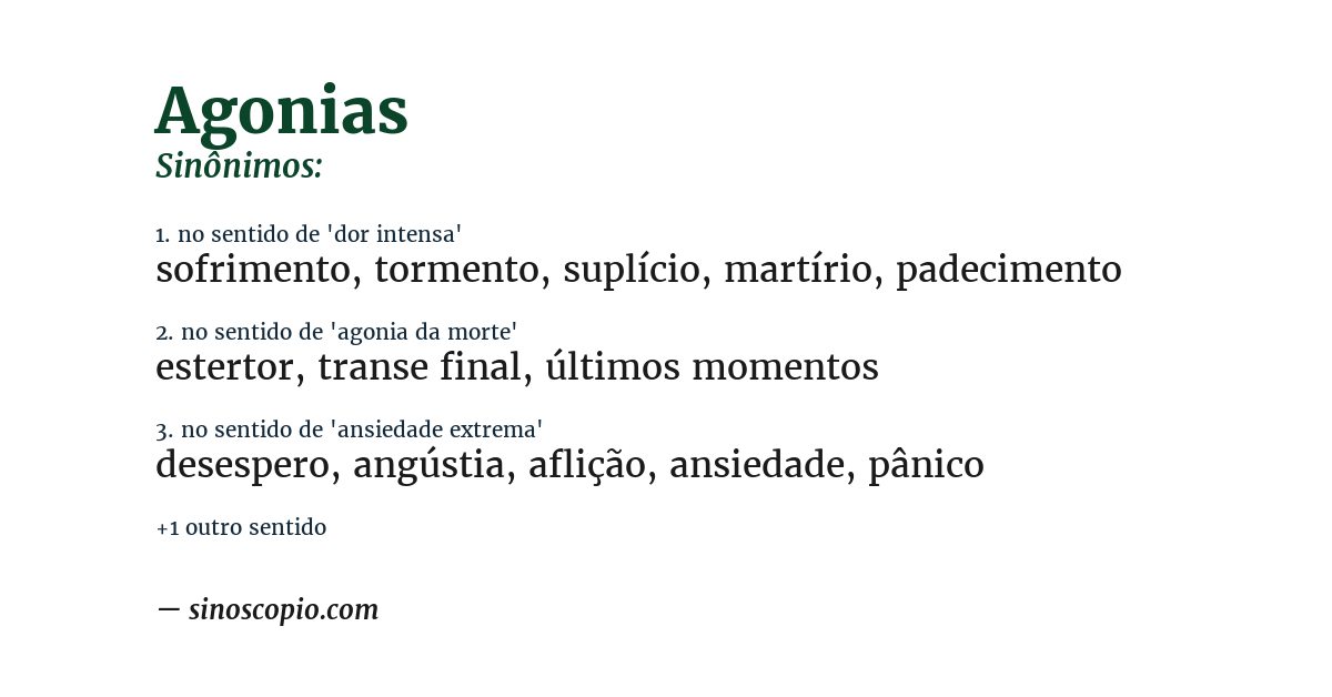 Sinônimo de agonias