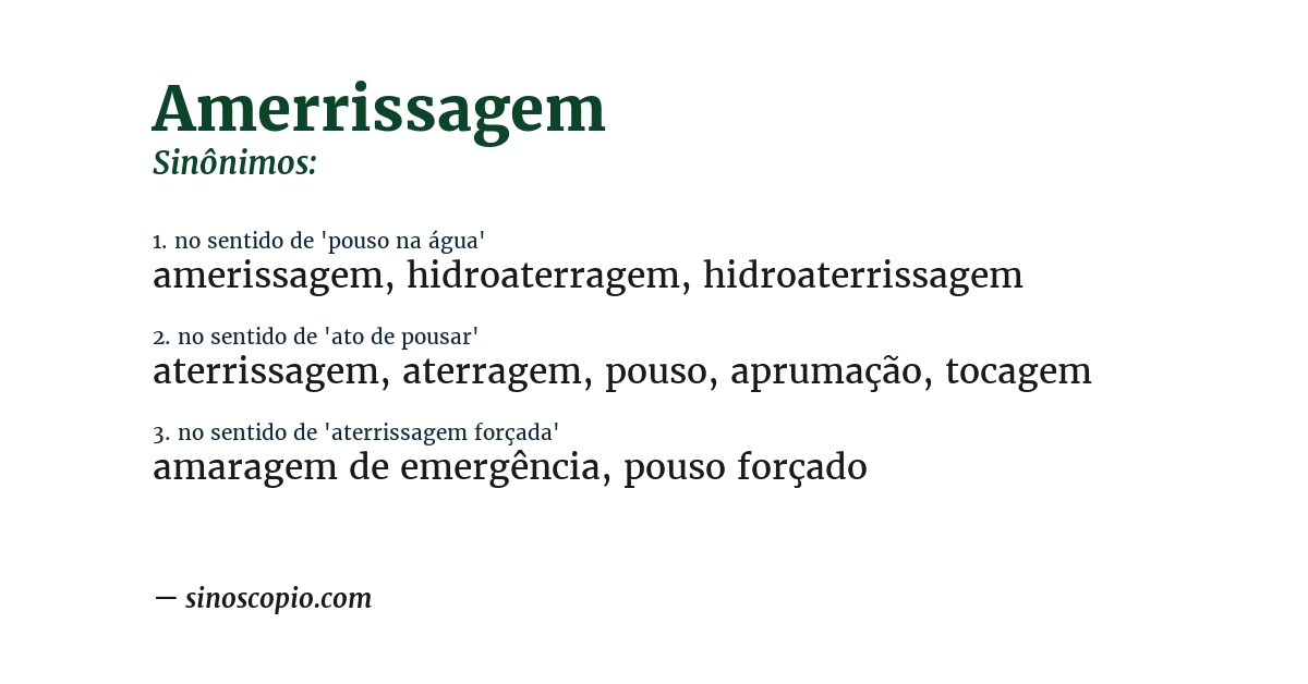 Sinônimo de amerrissagem