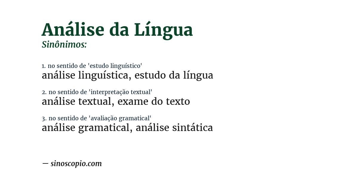Sinônimo de análise da língua