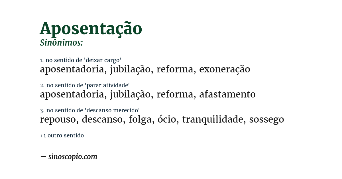 Sinônimo de aposentação