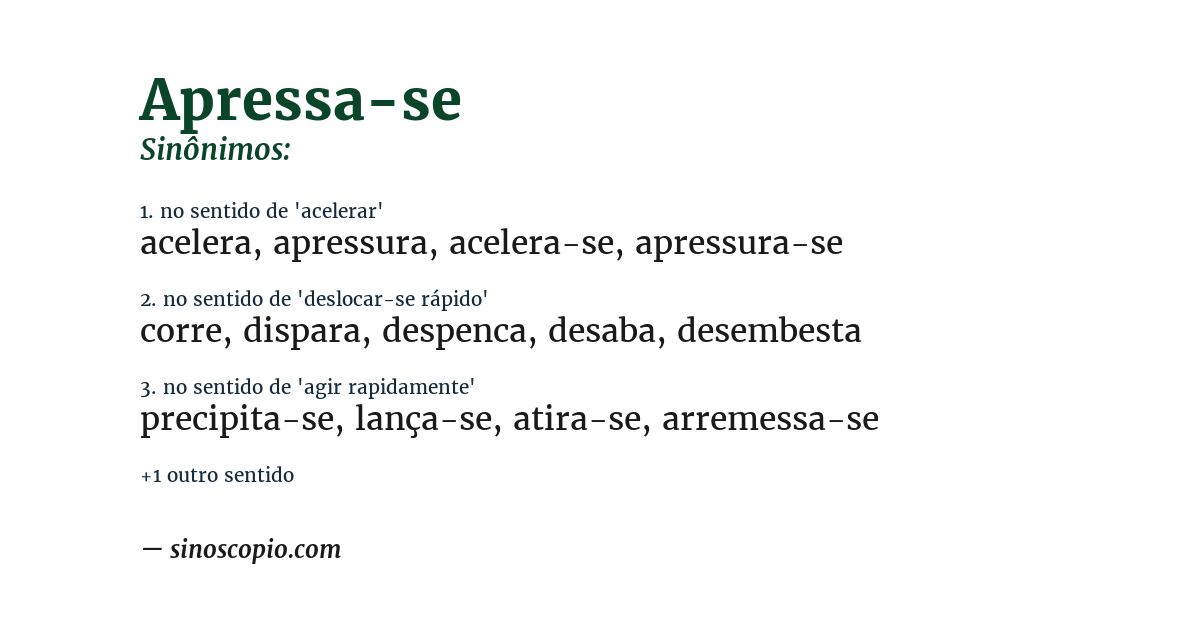 Sinônimo de apressa-se