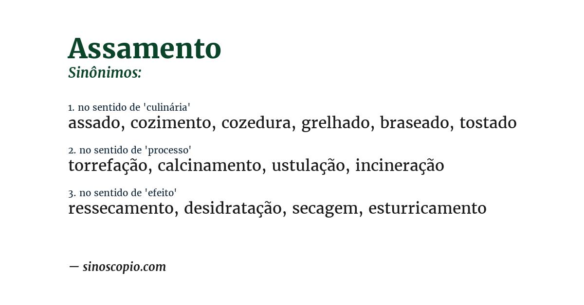 Sinônimo de assamento