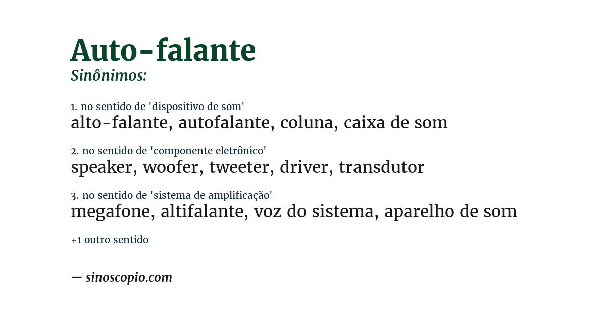 Sinônimo de auto-falante