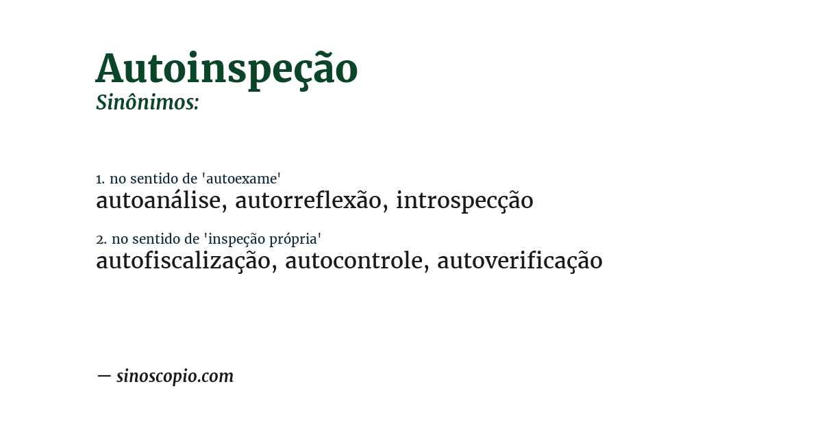 Sinônimo de autoinspeção