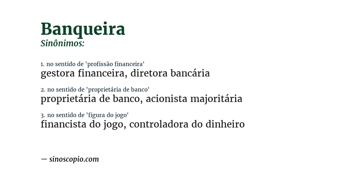 Sinônimo de banqueira