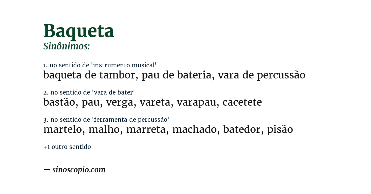 Sinônimo de baqueta