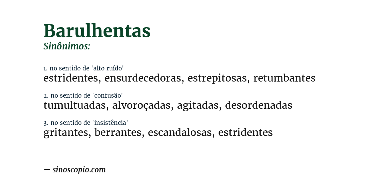 Sinônimo de barulhentas