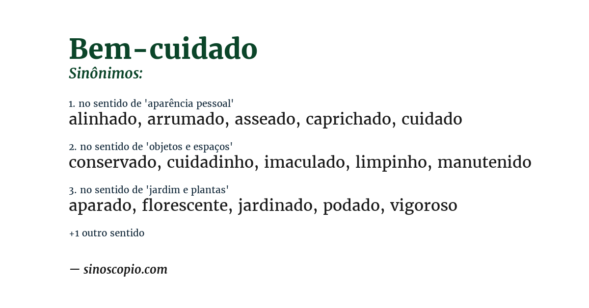 Sinônimo de bem-cuidado