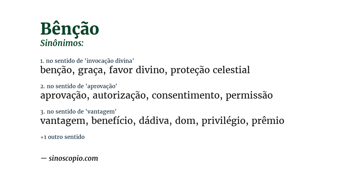 Sinônimo de bênção