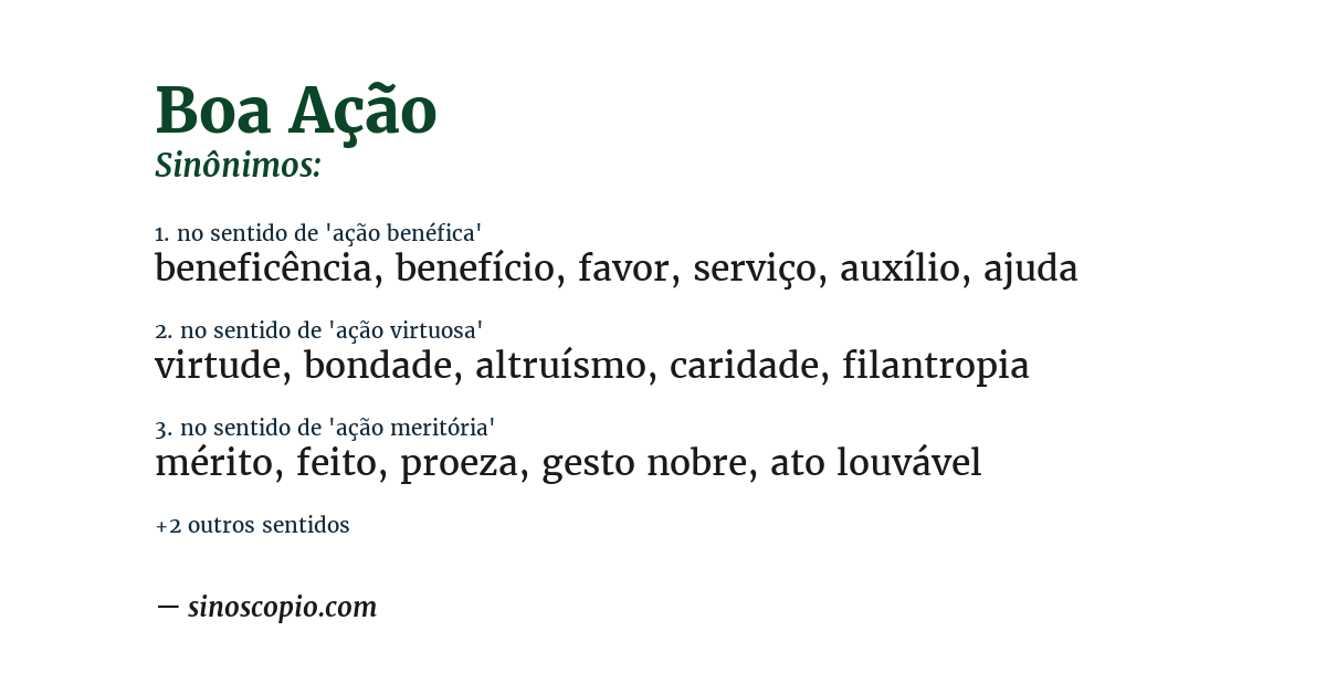 Sinônimo de boa ação