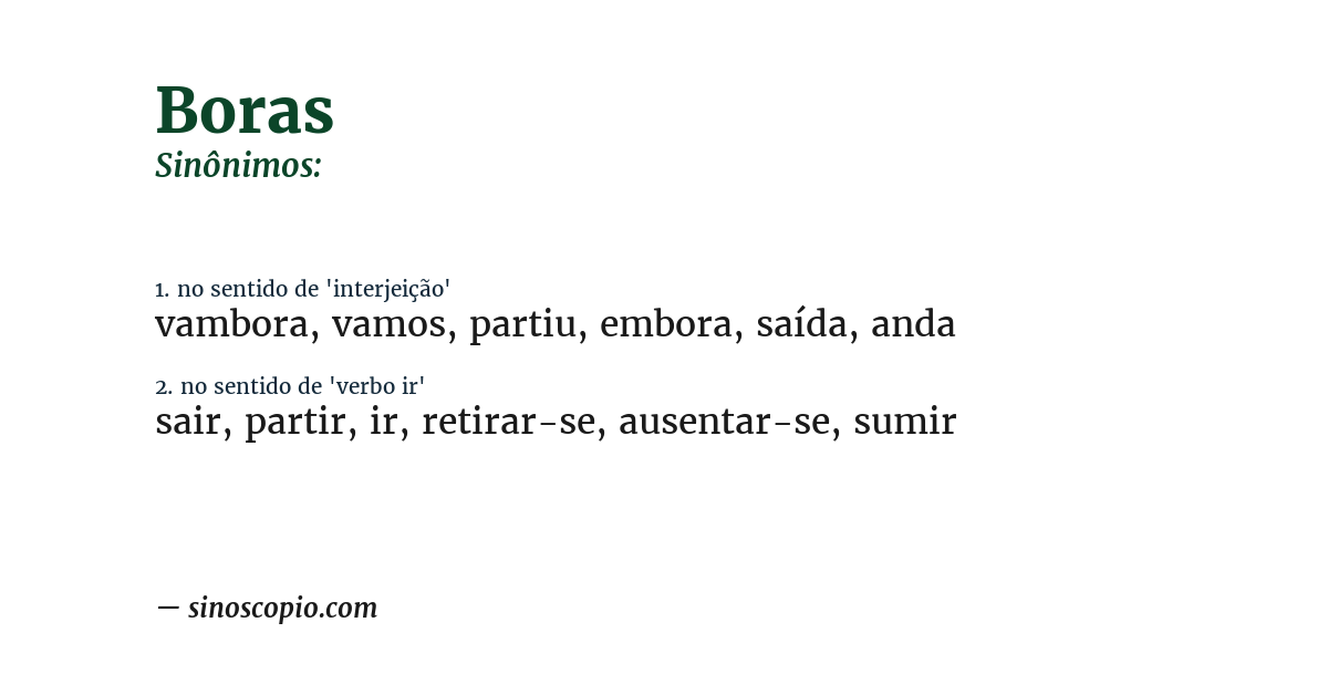 Sinônimo de boras