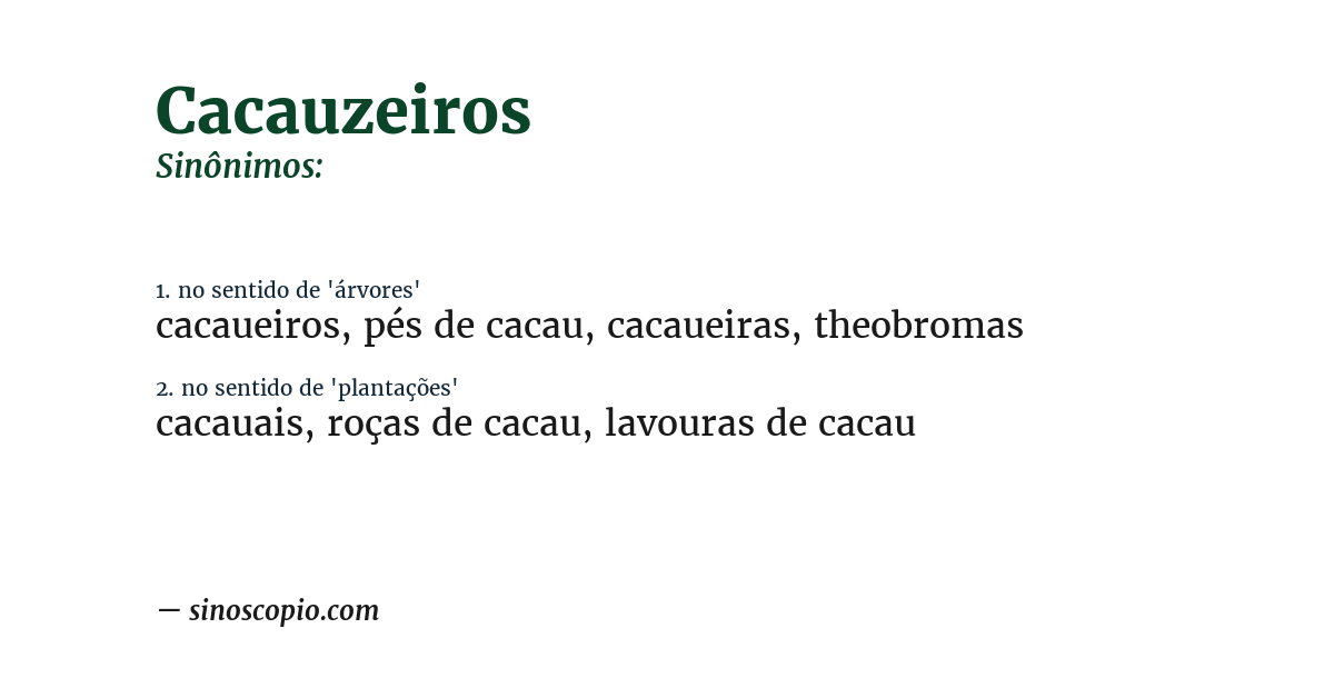 Sinônimo de cacauzeiros