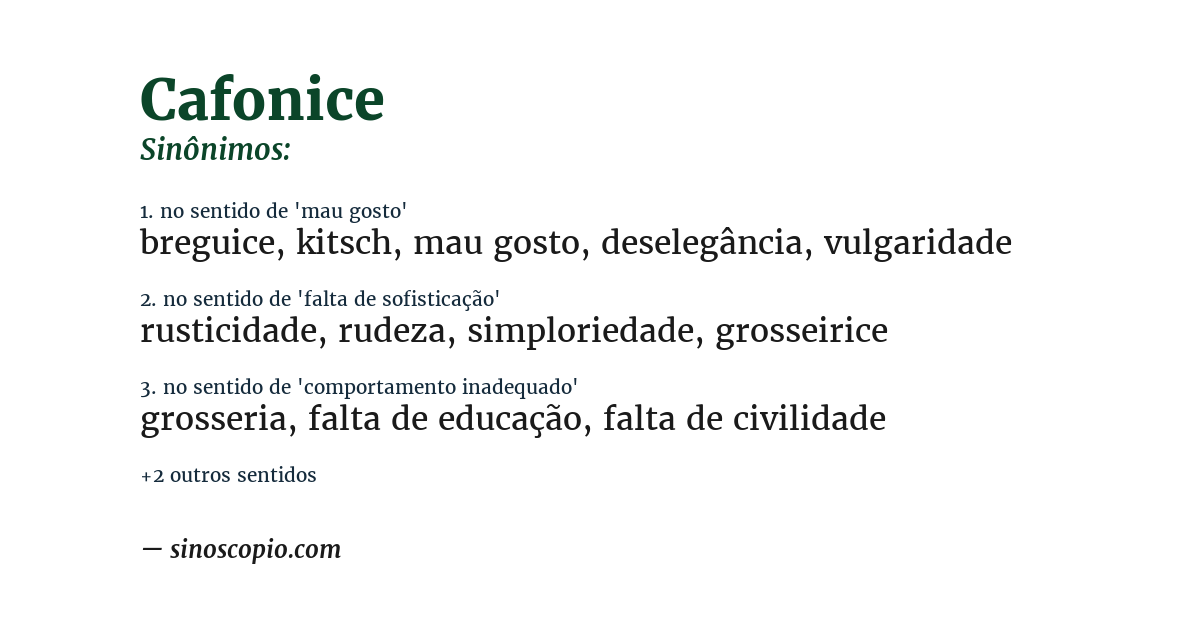 Sinônimo de cafonice