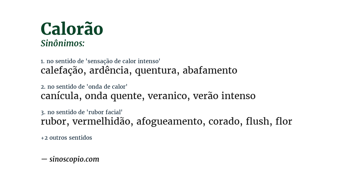 Sinônimo de calorão