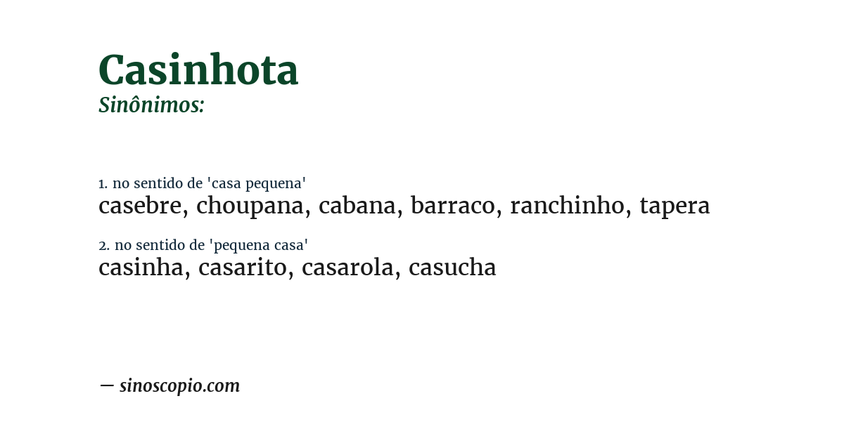 Sinônimo de casinhota