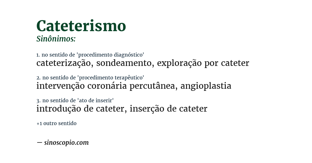 Sinônimo de cateterismo