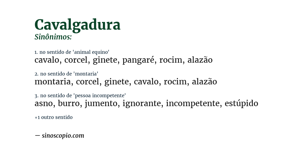 Sinônimo de cavalgadura