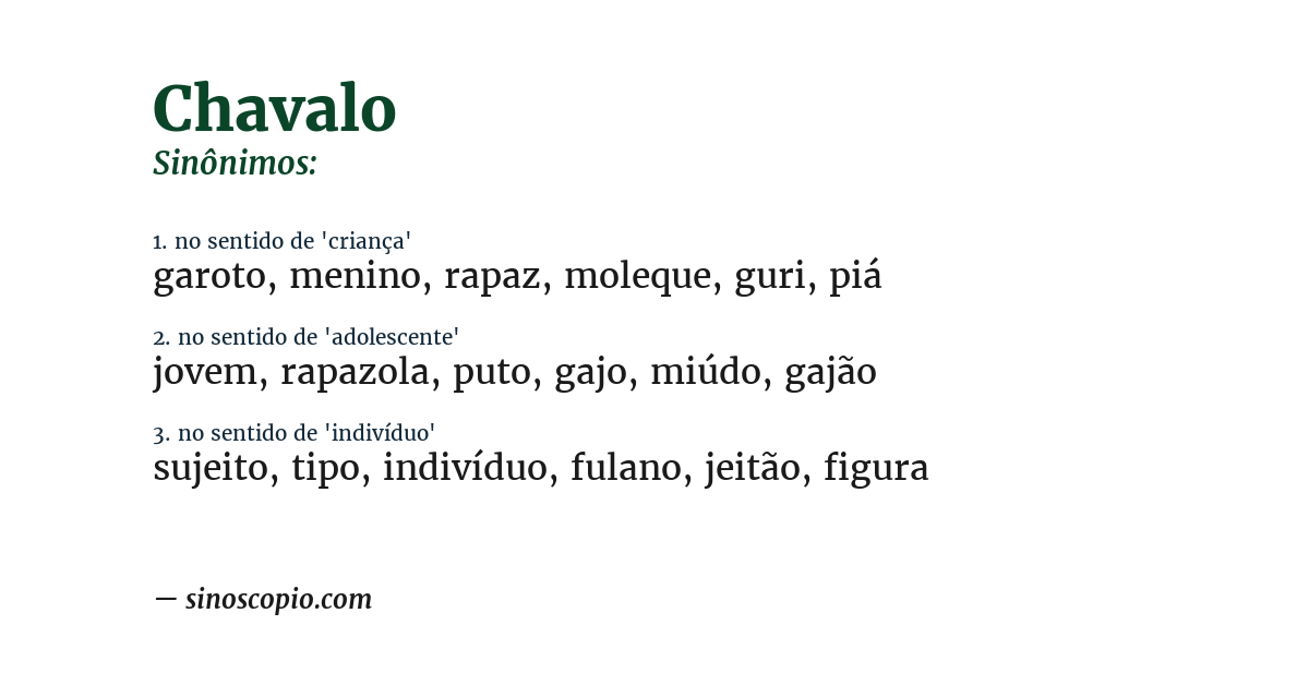 Sinônimo de chavalo