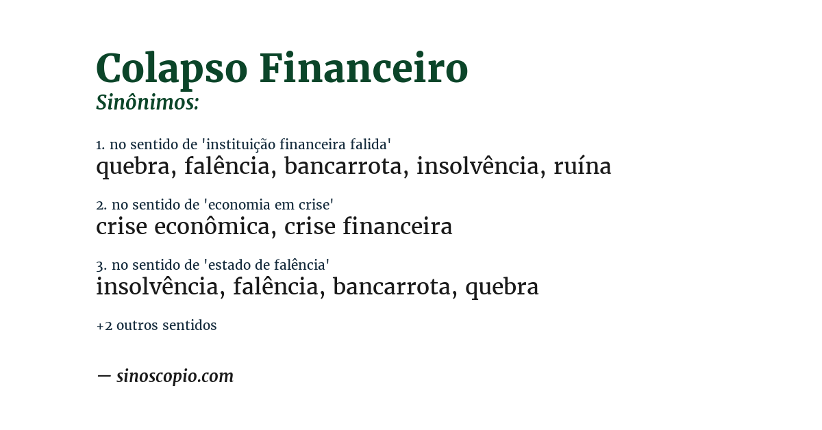 Sinônimo de colapso financeiro