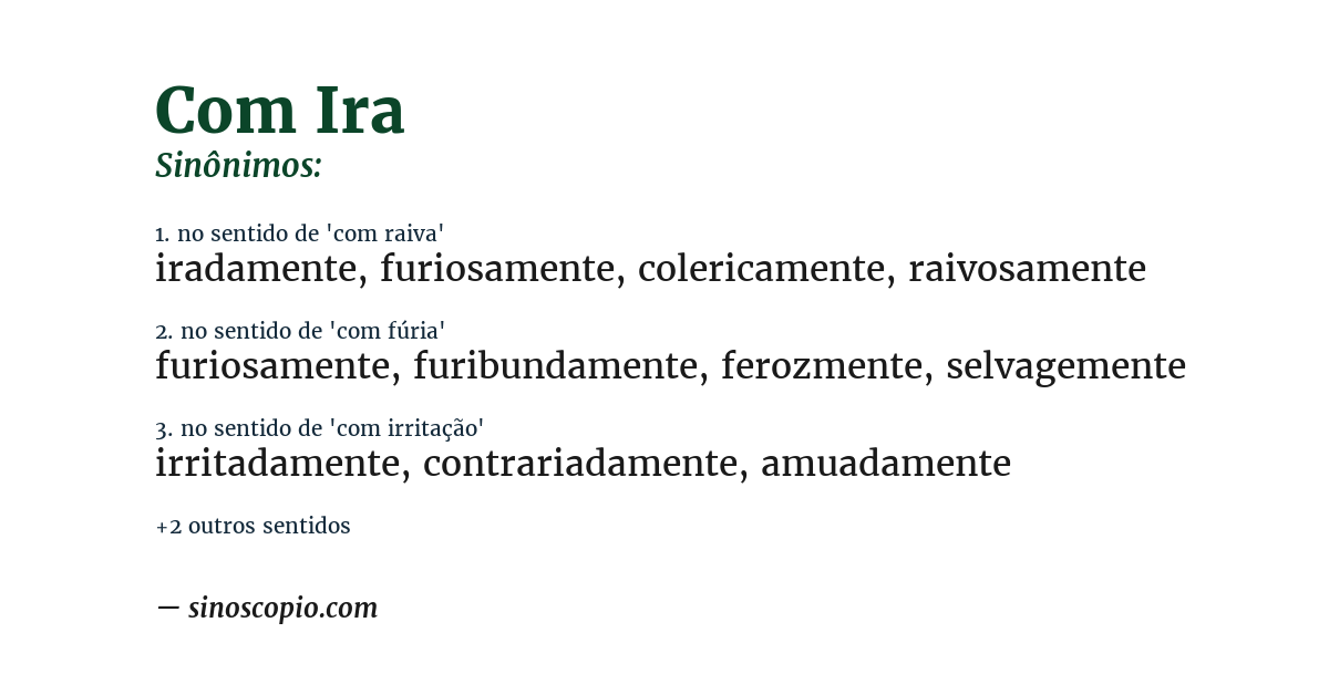 Sinônimo de com ira