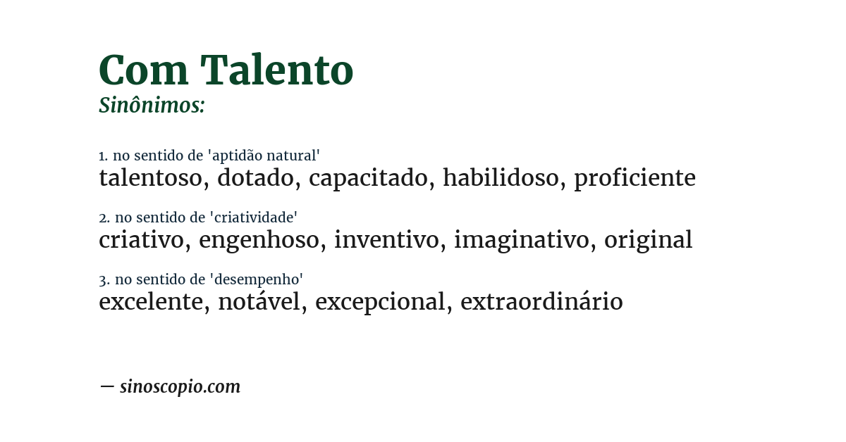 Sinônimo de com talento