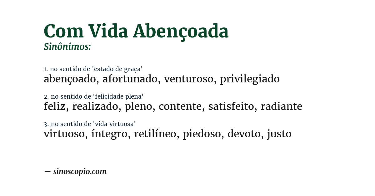 Sinônimo de com vida abençoada