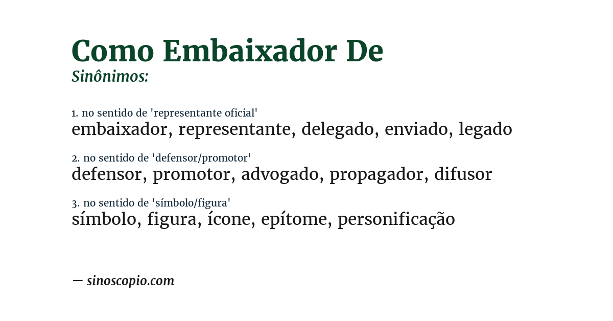 Sinônimo de como embaixador de