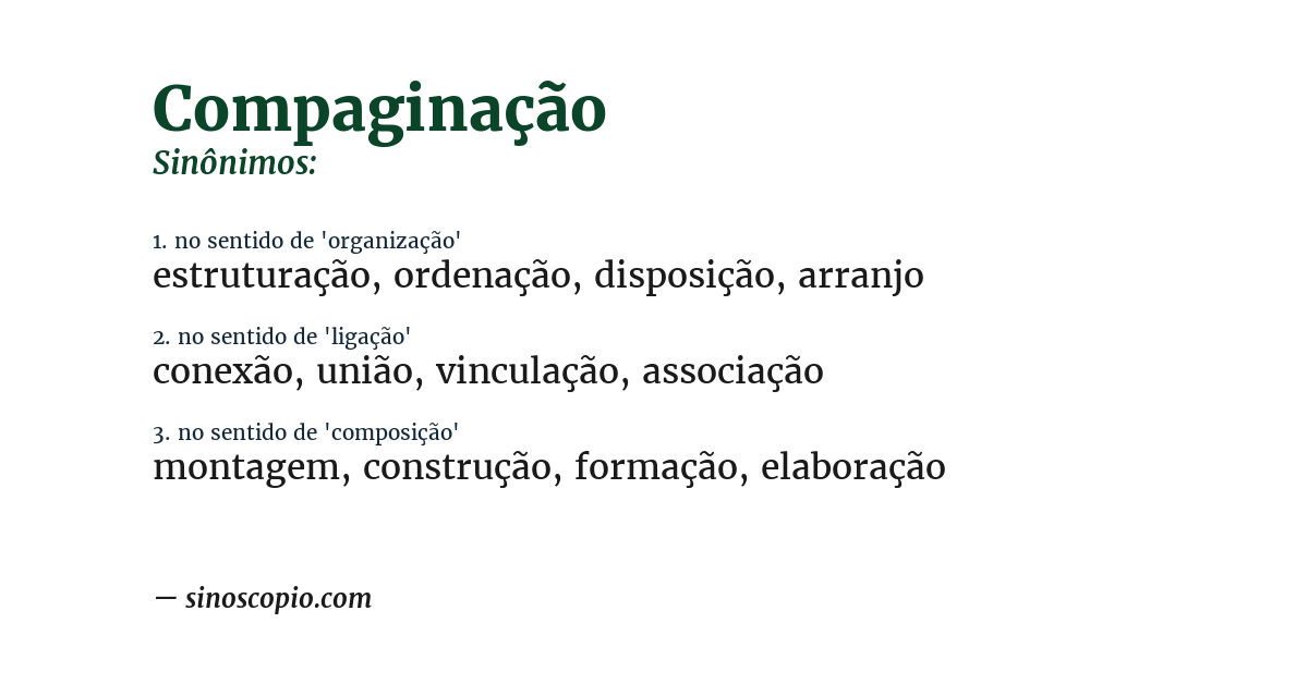 Sinônimo de compaginação